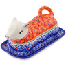 Polish Pottery Butter Dish 8&quot; Grecian Fire Tulips