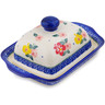 Polish Pottery Butter Dish 8" Hibiscus Splendor