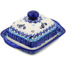 Polish Pottery Butter Dish 8&quot; Kitty Paw Play Time