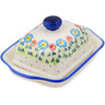 Polish Pottery Butter Dish 8&quot; Long-stemmed Beauties