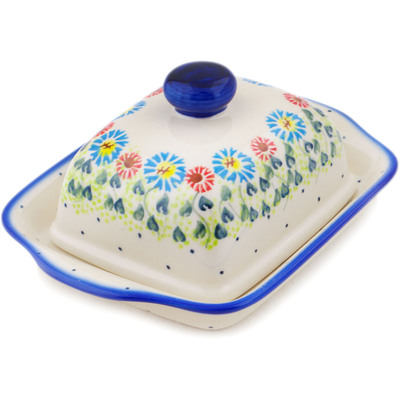 Polish Pottery Butter Dish 8&quot; Long-stemmed Beauties