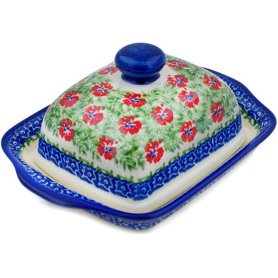 Polish Pottery Butter Dish 8&quot; Midsummer Bloom