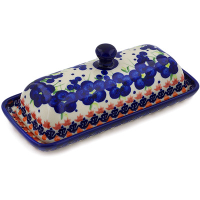 Polish Pottery Butter Dish 8&quot; Passion Poppy
