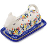 Polish Pottery Butter Dish 8&quot; Pastel Spring Wreath