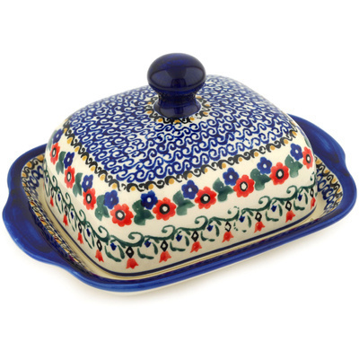 Polish Pottery Butter Dish 8&quot; Polonia UNIKAT