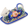 Polish Pottery Butter Dish 8&quot; Poppy Trio UNIKAT