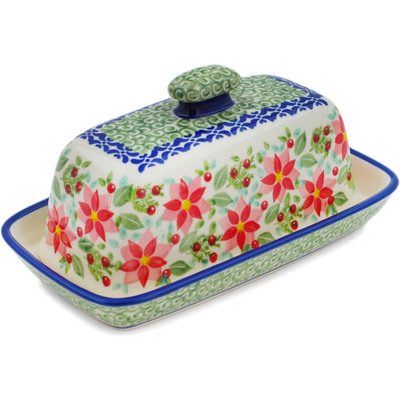 Polish Pottery Butter Dish 8&quot; Precious Pentas UNIKAT