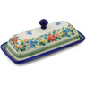 Polish Pottery Butter Dish 8&quot; Ring Of Flowers UNIKAT