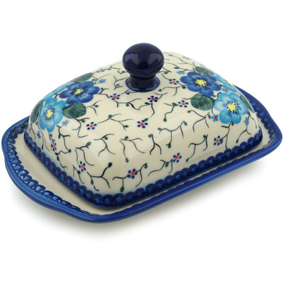 Polish Pottery Butter Dish 8&quot; Spring Bouquets UNIKAT