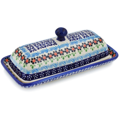 Polish Pottery Butter Dish 8&quot; Spring Country Trip