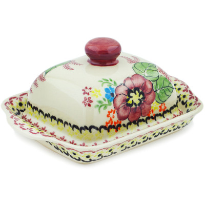 Polish Pottery Butter Dish 8&quot; Still Meadow UNIKAT