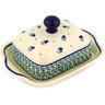 Polish Pottery Butter Dish 8&quot; Violet Tulips