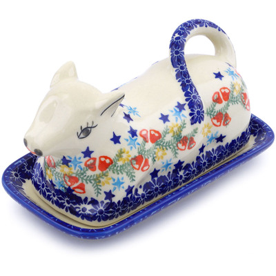Polish Pottery Butter Dish 8&quot; Wreath Of Bealls