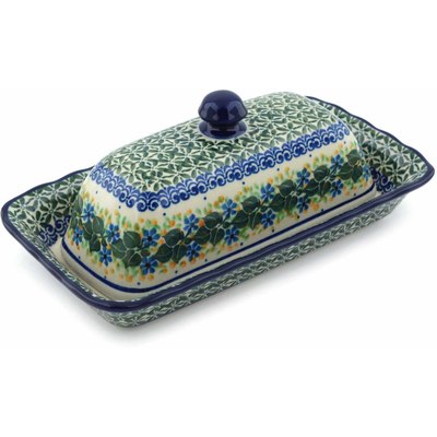 Polish Pottery Butter Dish 9&quot; Aster Wreath