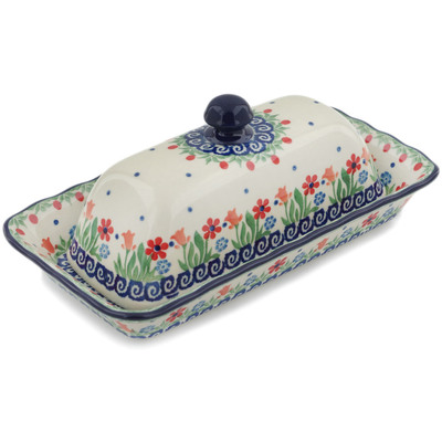 Polish Pottery Butter Dish 9&quot; Babcia&#039;s Garden