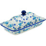 Polish Pottery Butter Dish 9&quot; Blossoms In The Frost