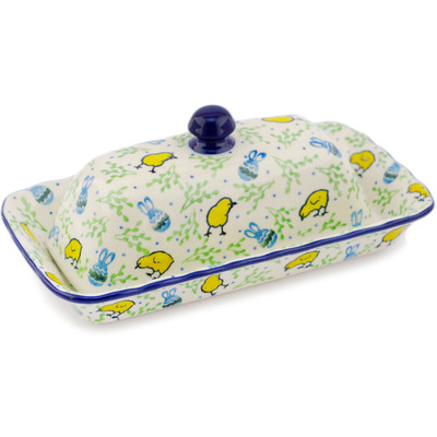 Polish Pottery Butter Dish 9&quot; Easter Day