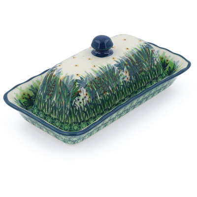 Polish Pottery Butter Dish 9&quot; Tall Grass UNIKAT