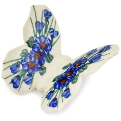 Polish Pottery Butterfly Figurine 3&quot; Poppy Punches