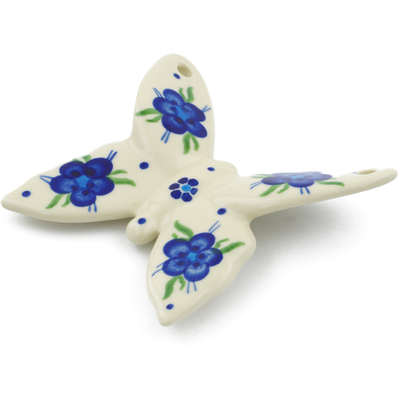Polish Pottery Butterfly Figurine 4&quot; Bleu-belle Fleur