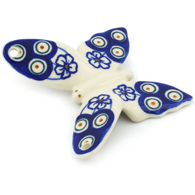 Polish Pottery Butterfly Figurine 4&quot; Flowering Peacock