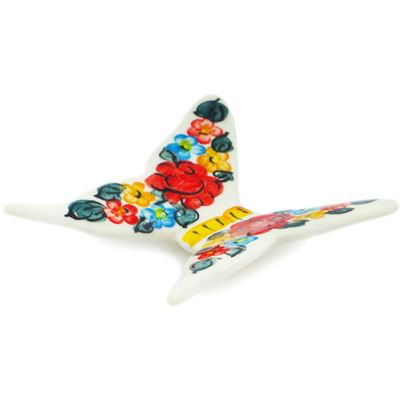 Faience Butterfly Figurine 4&quot; Little Flower Patch