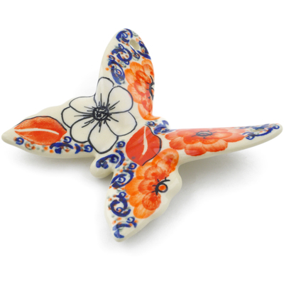 Polish Pottery Butterfly Figurine 4&quot; Poppy Passion
