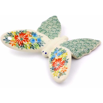 Polish Pottery Butterfly Figurine 4&quot; Ring Of Flowers UNIKAT