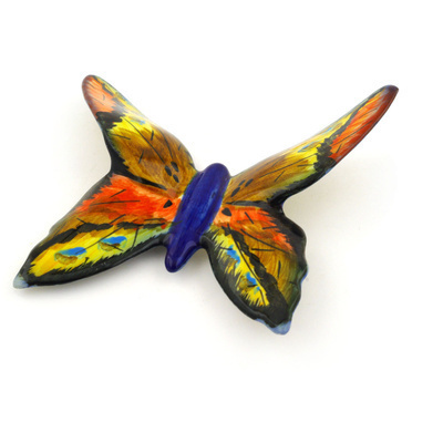 Polish Pottery Butterfly Figurine 4&quot; UNIKAT