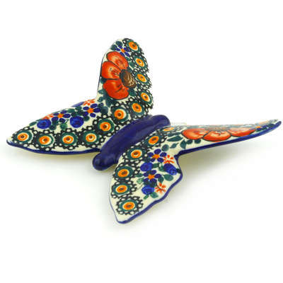 Polish Pottery Butterfly Figurine 5&quot; Autumn Garden