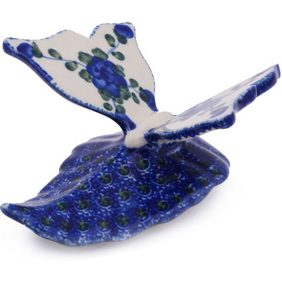 Polish Pottery Butterfly Figurine 5&quot; Blue Poppies