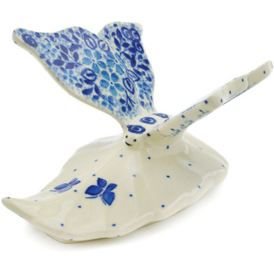 Polish Pottery Butterfly Figurine 5&quot; Delicate Blue UNIKAT