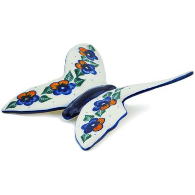 Polish Pottery Butterfly Figurine 5&quot; Pansy Hapiness UNIKAT