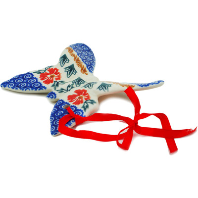 Polish Pottery Butterfly Figurine 5&quot; Red Cornflower