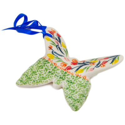 Polish Pottery Butterfly Figurine 5&quot; Tulip Ring
