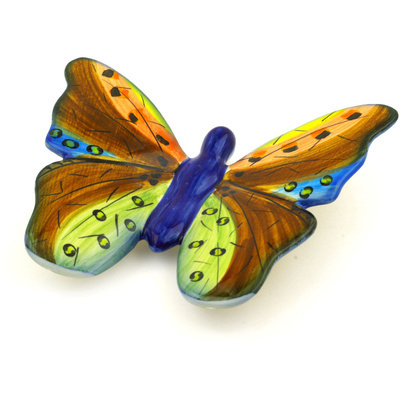 Polish Pottery Butterfly Figurine 6&quot; UNIKAT