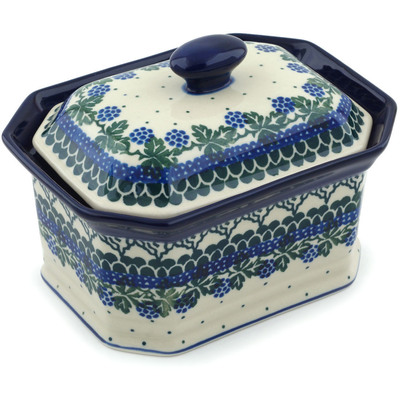 Polish Pottery Cake Box 6" Blackberry Vines
