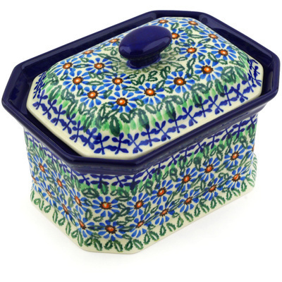 Polish Pottery Cake Box 6&quot; Cactus UNIKAT