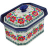 Polish Pottery Cake Box 6&quot; Flourishing Flowers