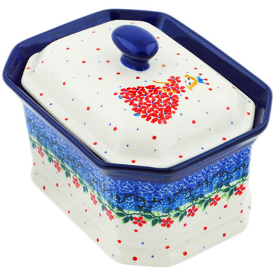Polish Pottery Cake Box 6&quot; Princess In A Red Dress