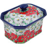 Polish Pottery Cake Box 6&quot; Spring Blossom Harmony UNIKAT