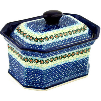 Polish Pottery Cake Box 8&quot; Daisies By The Sea