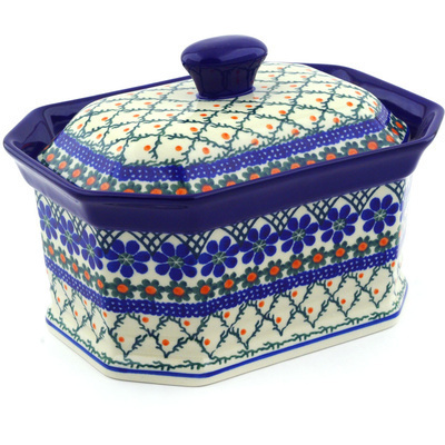 Polish Pottery Cake Box 8" Primrose Trellis