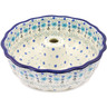 Polish Pottery Cake Mould 10&quot; Baby Blue Garden