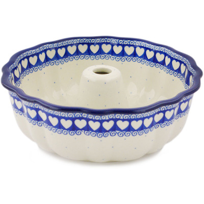 Polish Pottery Cake Mould 10" Light Hearted