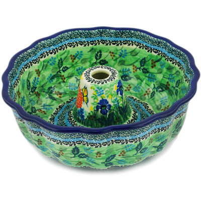 Polish Pottery Cake Mould 10&quot; Spring Garden UNIKAT