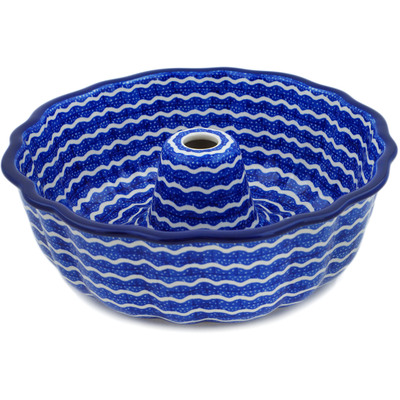 Polish Pottery Cake Mould 10&quot; Totally Wavy