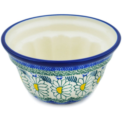 Polish Pottery Cake Mould 5&quot; Crazy Daisy