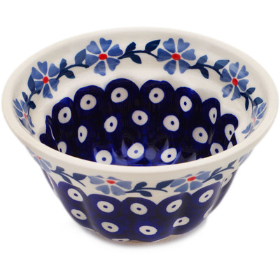 Polish Pottery Cake Mould 5&quot; Peacock Forget-me-not