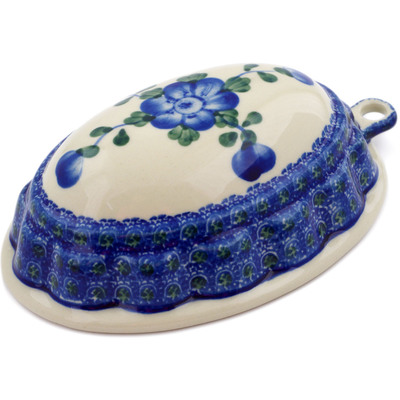 Polish Pottery Cake Mould 7&quot; Blue Poppies